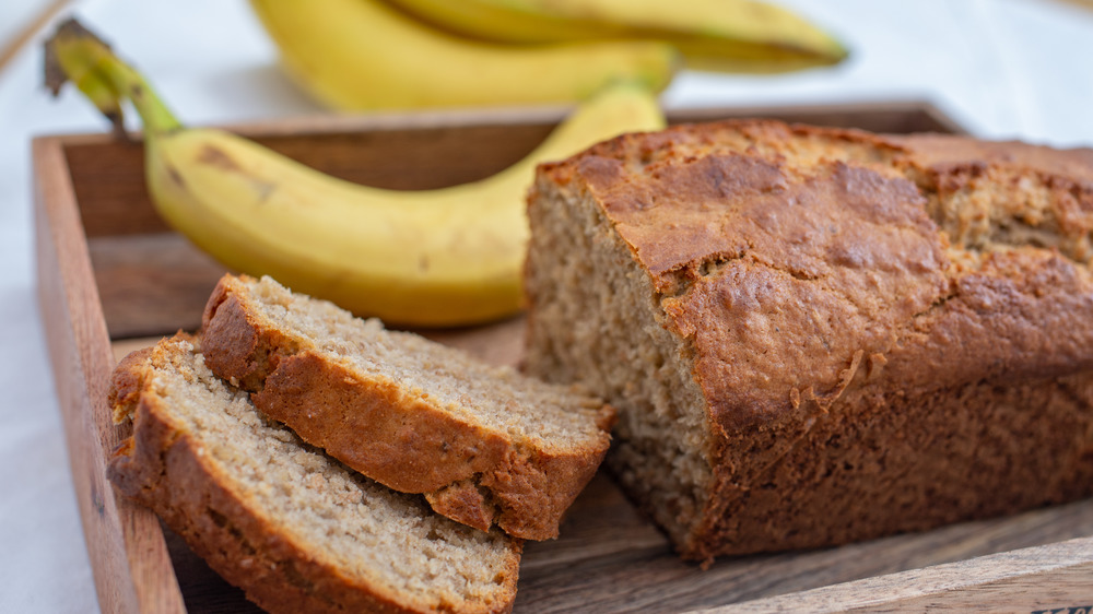 Sliced banana bread with banana 