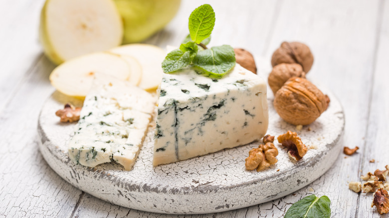 Blue cheese on cutting board
