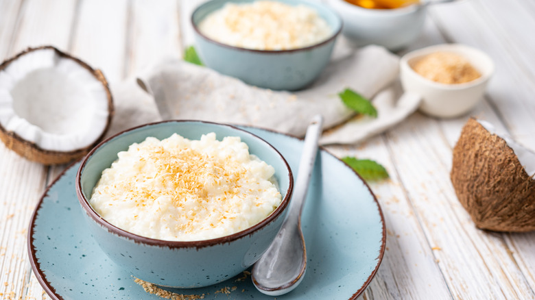 coconut rice pudding in bowls