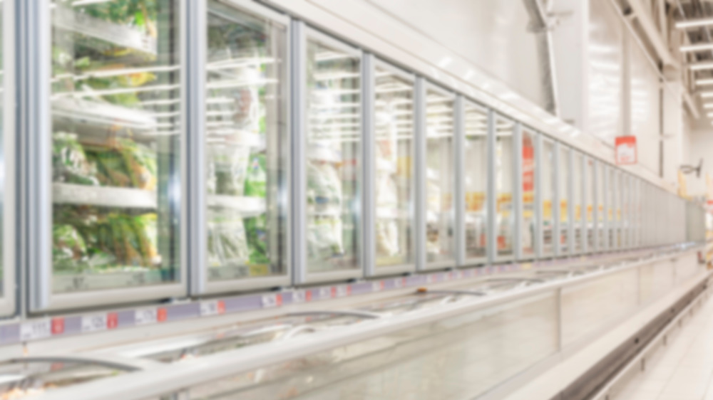 Frozen food aisle at supermarket