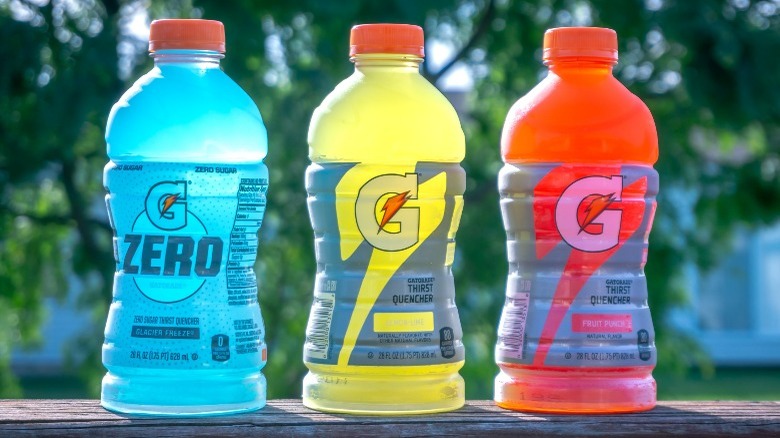 three gatorade bottles