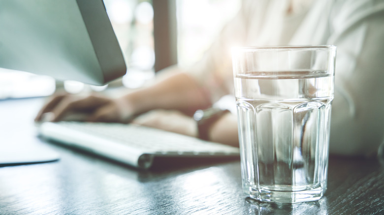 Glass of water on table