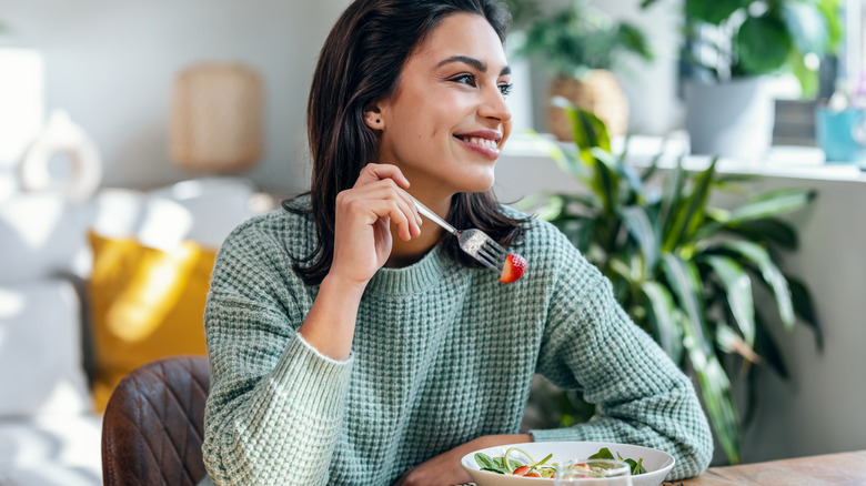 Woman eating low-protein diet