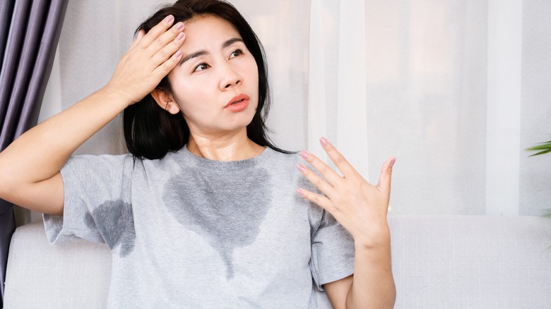 woman sweating