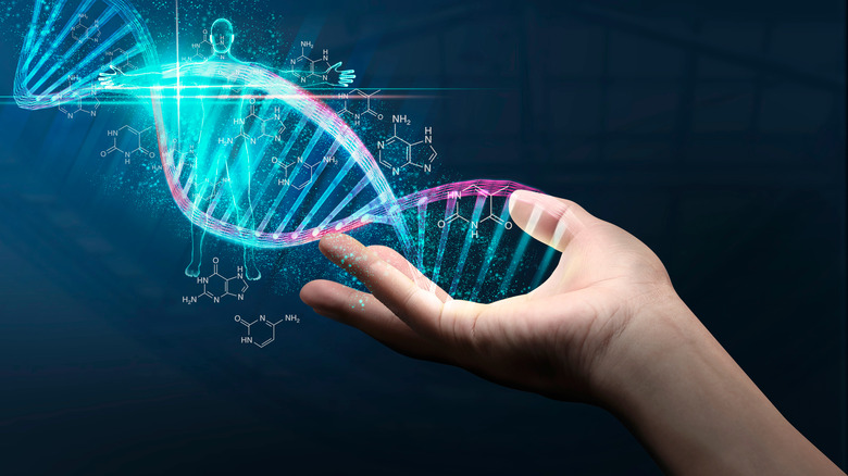 Hand with DNA graphic