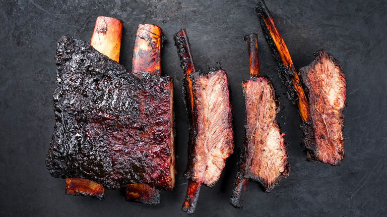 grilled, burnt ribs