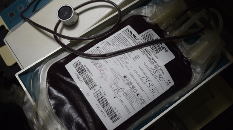 Bag of donated blood