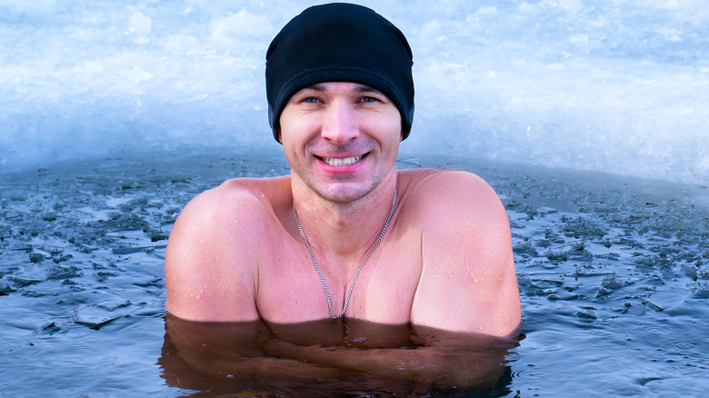 Man in cold water