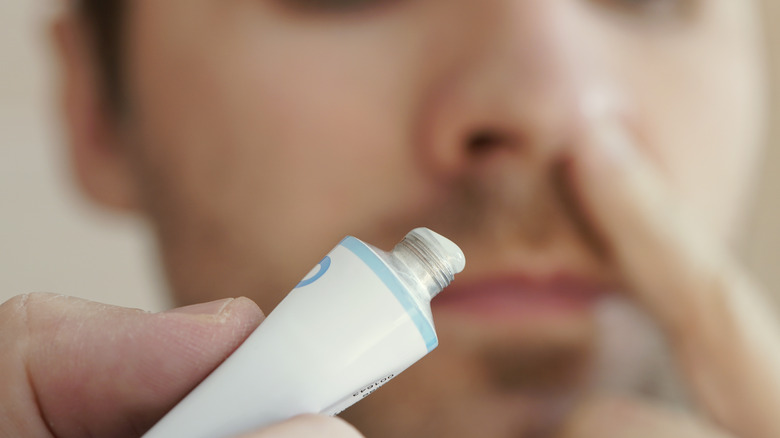 oinment in front of nose