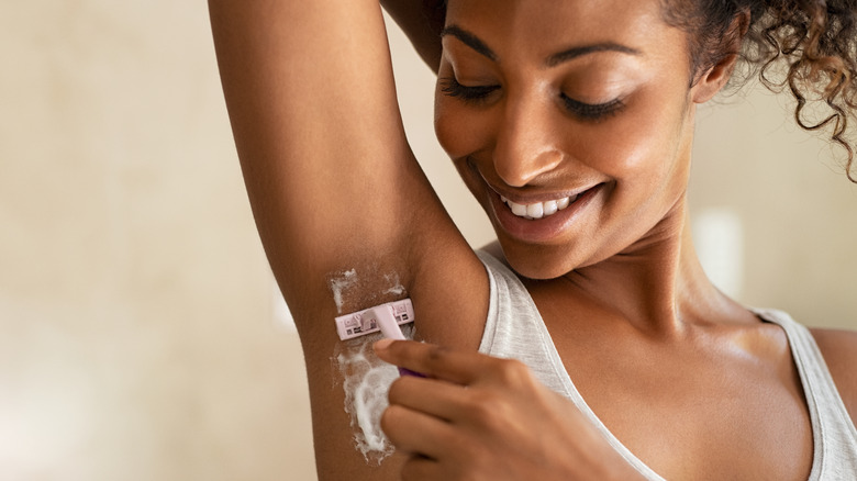 woman shaving