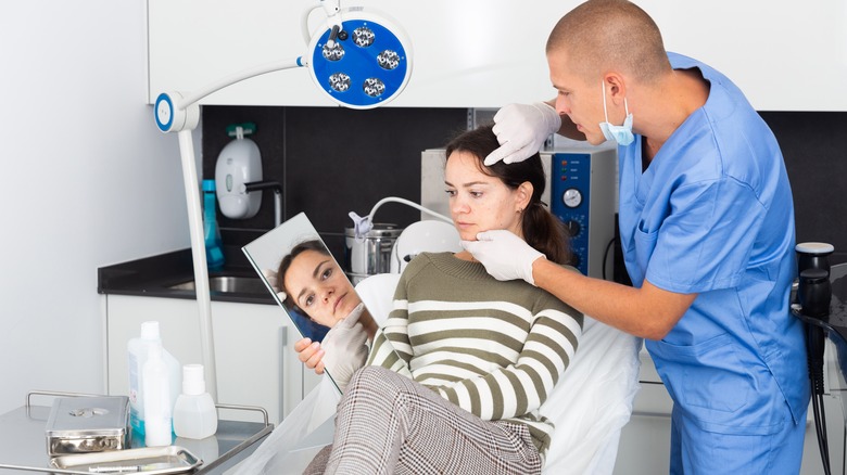 woman at the dermatologist