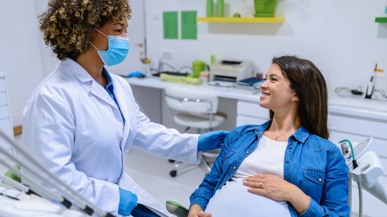 Pregnant person at dentist office