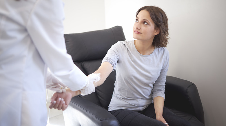Patient getting blood taken