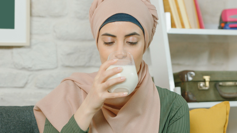 Woman drinking milk