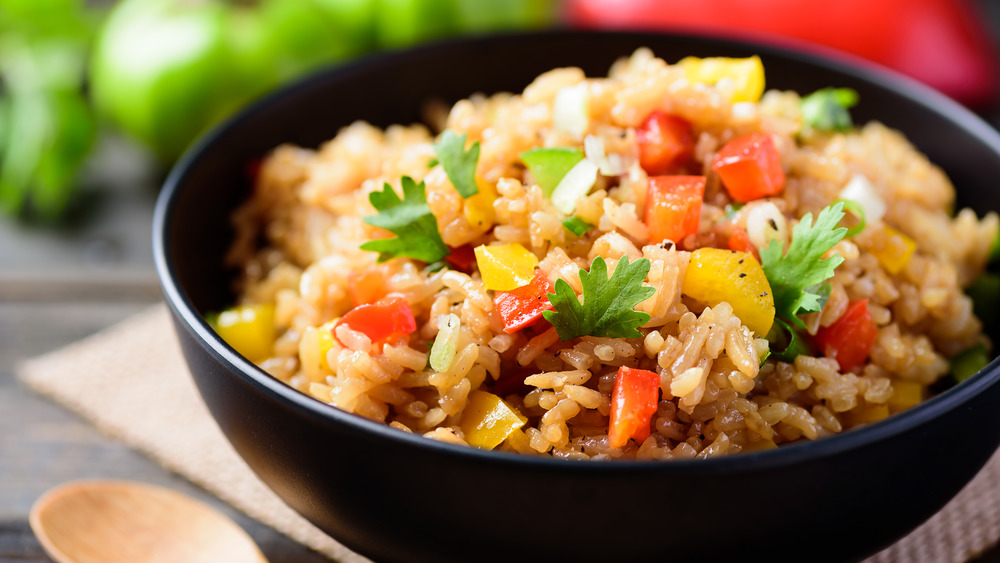 Fried rice and vegetables in bowl