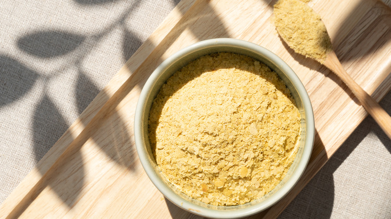 bowl and spoon of nutritional yeast