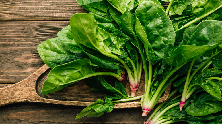 Spinach on a table