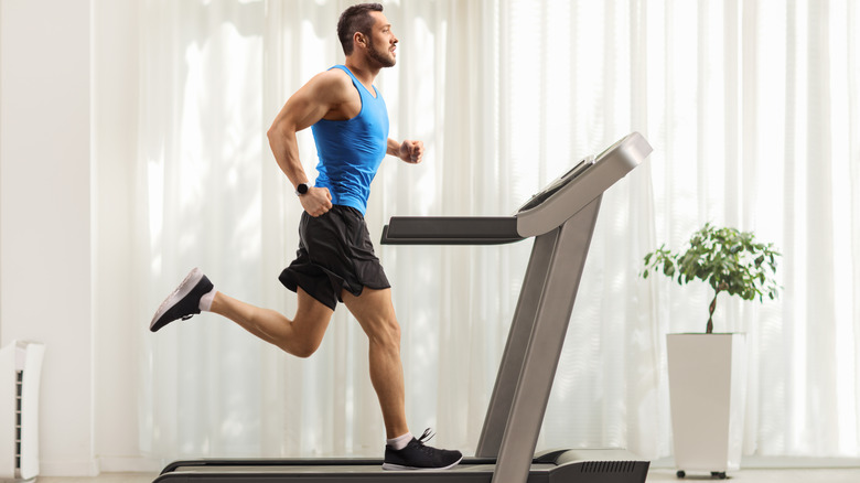 Man running on treadmill