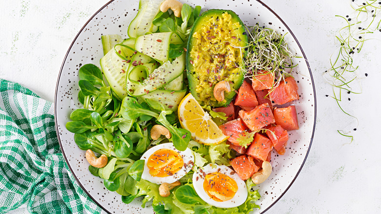 salad with eggs and avocado