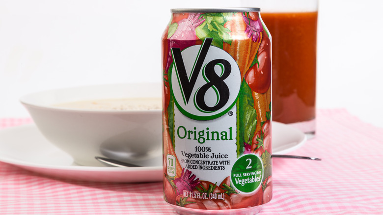 can of V8 close-up shot