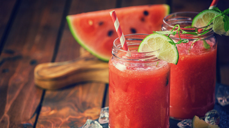 Two glasses of watermelon juice