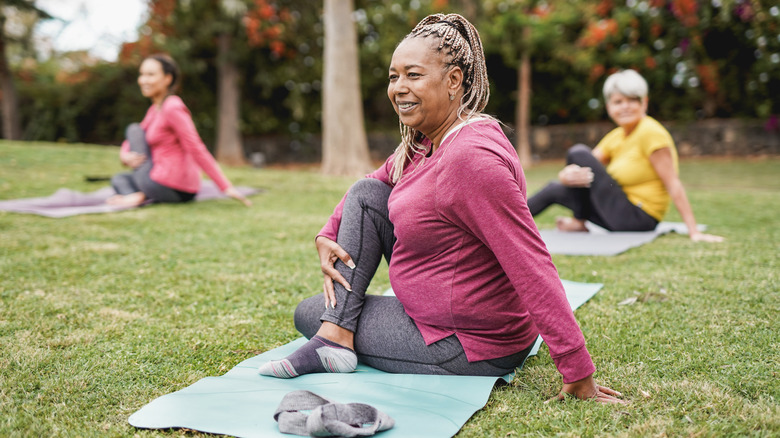 woman practicing yoga