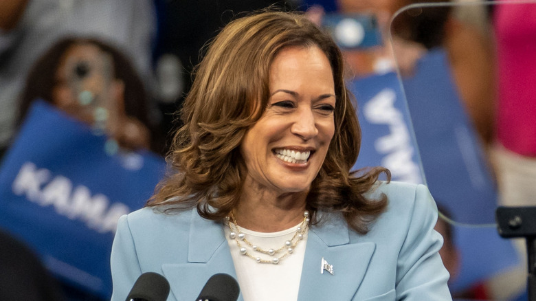 Kamala Harris photo while campaigning for president