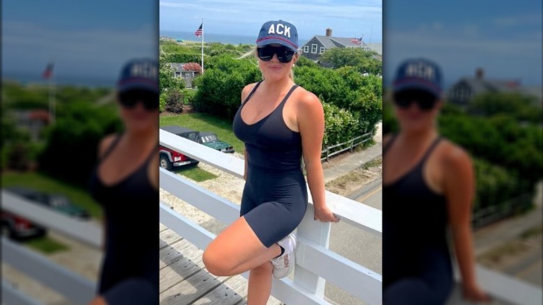 Karoline Leavitt in workout attire outdoors in the morning