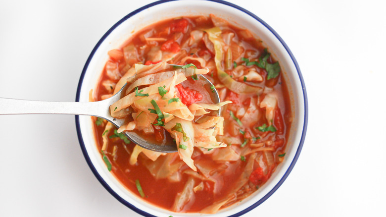 Keto cabbage soup recipe in dish