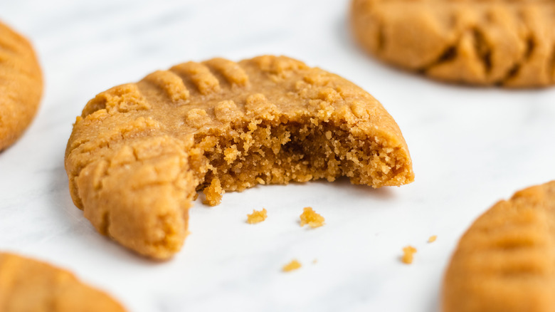 peanut butter cookie with bite