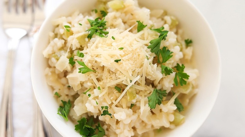 rice topped with parsley