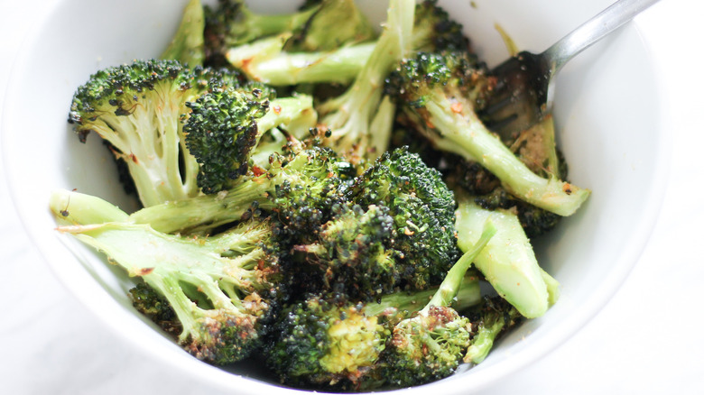 keto roasted broccoli in a bowl