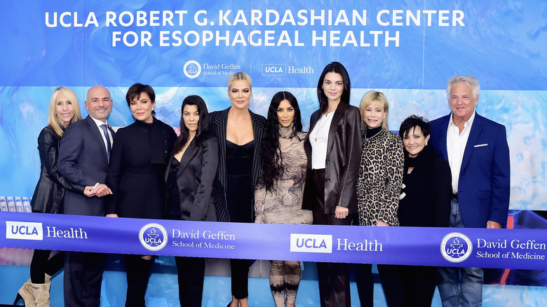 Melina Esrailian, Dr. Eric Esrailian, Kris Jenner, Kourtney Kardashian, Khloe Kardashian, Kim Kardashian West, Kendall Jenner, Sheila Kolker, Joyce Kraines and Randy Kolker attending UCLA Robert G. Kardashian Center For Esophageal Health Dedication Event at UCLA Meyer and Renee Luskin Conference Center