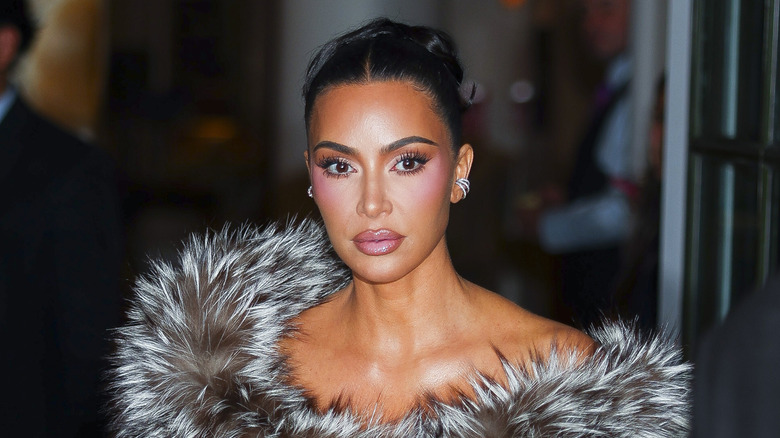 Kim Kardashian wearing a fur