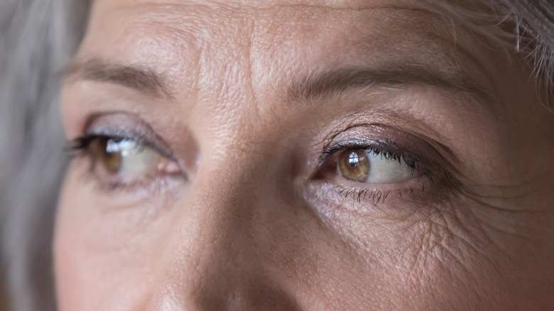 closeup on older woman's eyes