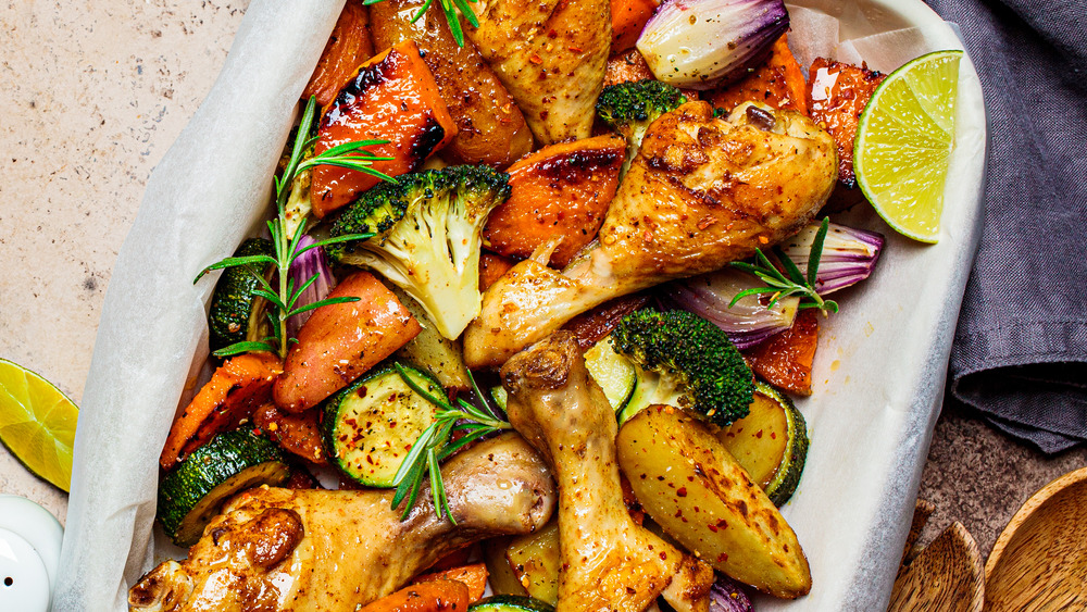 Baked chicken legs with sweet potato 