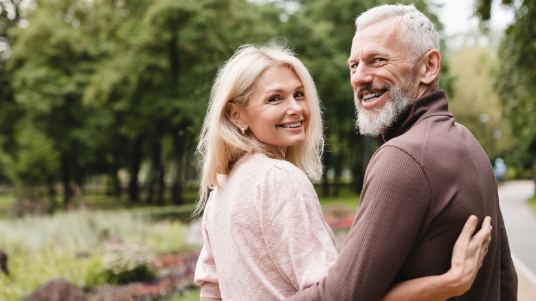 middle-aged couple going for a walk