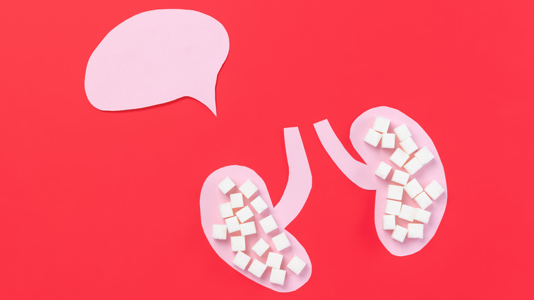Cutout of kidneys and thought bubble