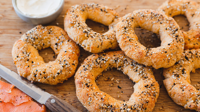 bagels, cream cheese, and lox