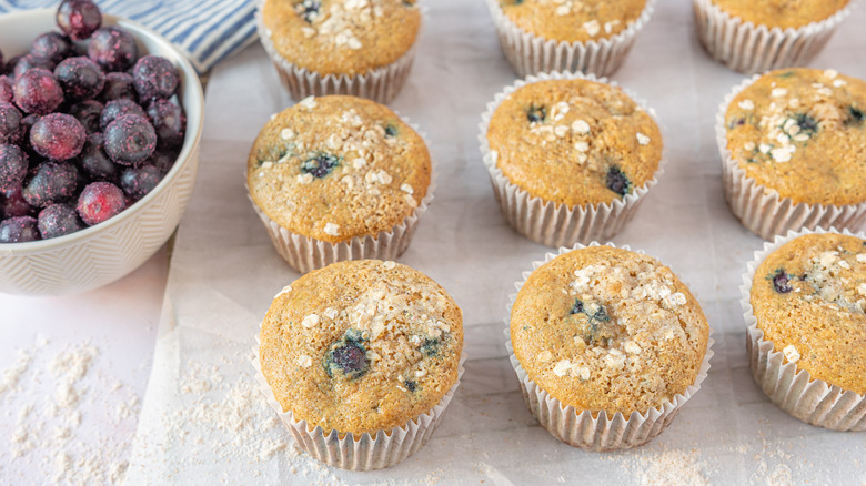 Low fat whole wheat blueberry muffins