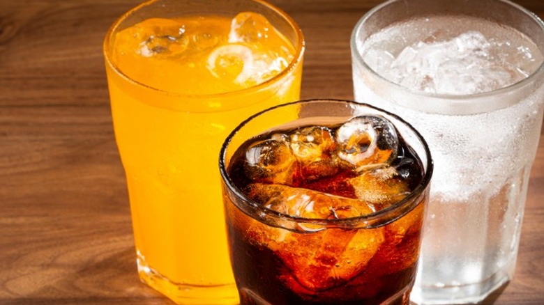 Different sodas on a table