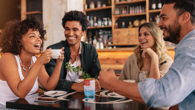 Group of friends sitting in restaurant