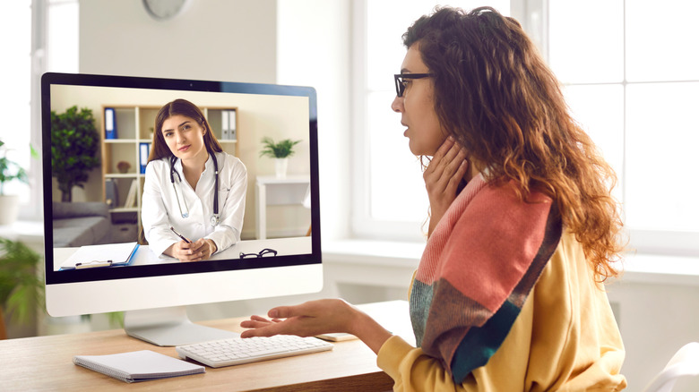 female patient on telehealth visit with female provider