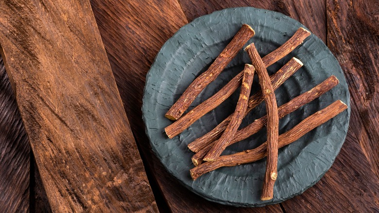 licorice root on a plate