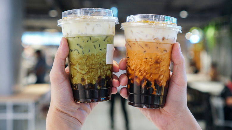 Green tea iced boba