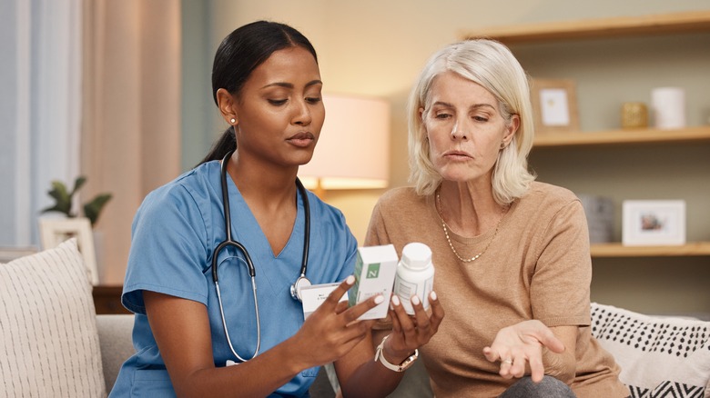Doctor giving medication options