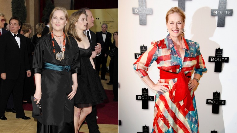 Side by side image of Meryl Streep in 2007 and 2009