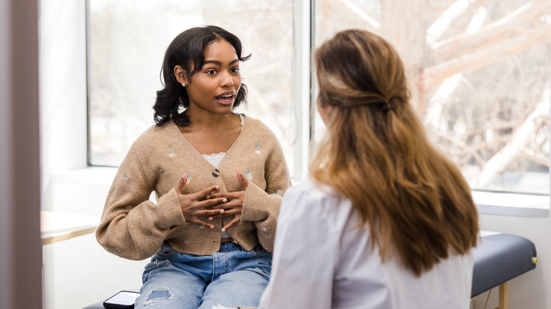 Woman talking to her doctor