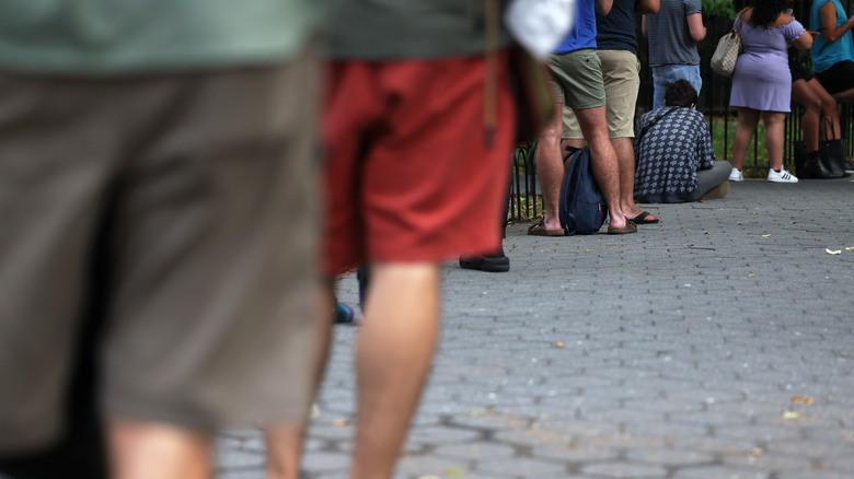 People waiting in line for monkeypox vaccine