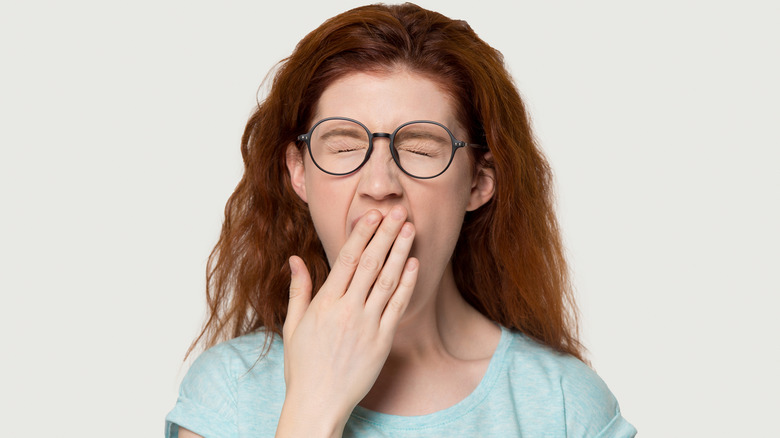 woman yawning